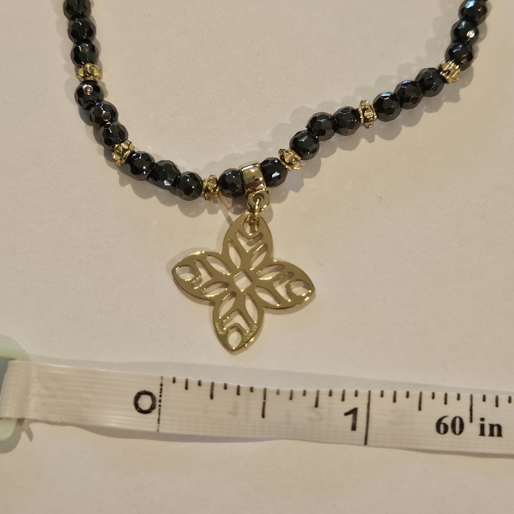 NWT Gold Black Bracelet Beaded Minimalist Bohemian Floral Delicate Preppy - Picture 7 of 7